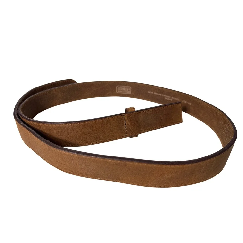 Schmidt Workwear Mens 44 Brown Genuine Cowhide Leather Hidden Buckle Belt 1.5